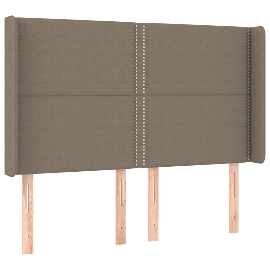sengegavl med kanter 147x16x118/128 cm stof gråbrun