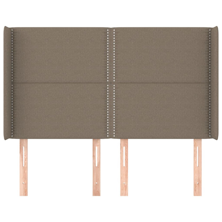 sengegavl med kanter 147x16x118/128 cm stof gråbrun