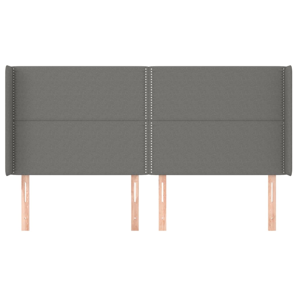 sengegavl med kanter 163x16x118/128 cm stof mørkegrå