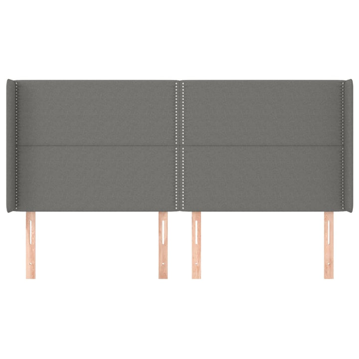 sengegavl med kanter 163x16x118/128 cm stof mørkegrå