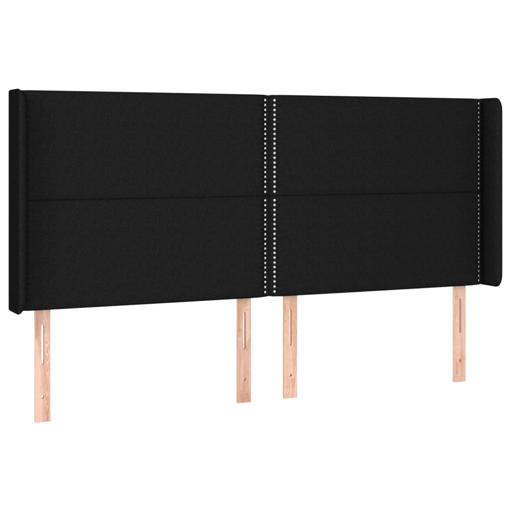 sengegavl med kanter 163x16x118/128 cm stof sort