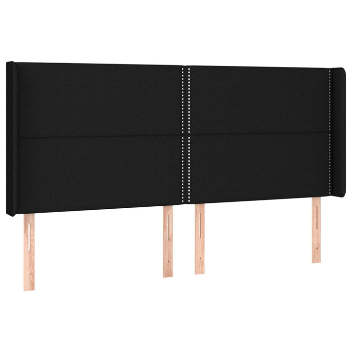 sengegavl med kanter 163x16x118/128 cm stof sort