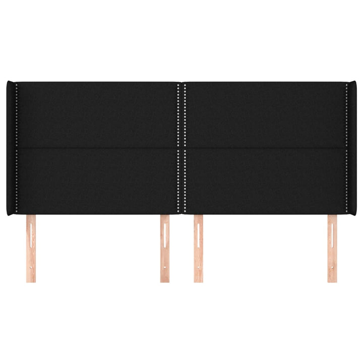 sengegavl med kanter 163x16x118/128 cm stof sort