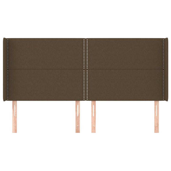 sengegavl med kanter 163x16x118/128 cm stof mørkebrun