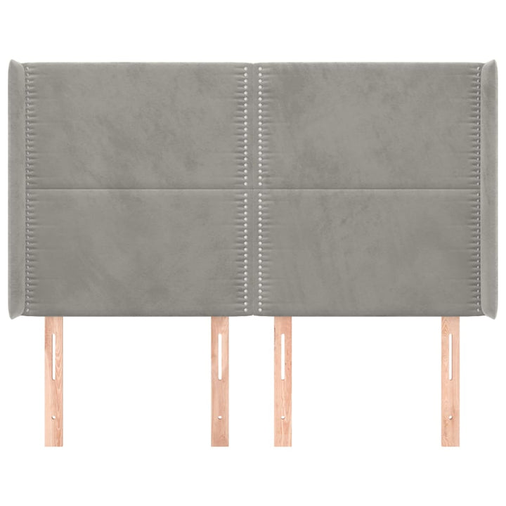 sengegavl med kanter 147x16x118/128 cm fløjl lysegrå