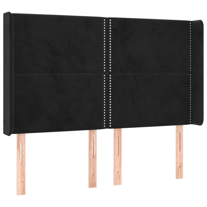 sengegavl med kanter 147x16x118/128 cm fløjl sort