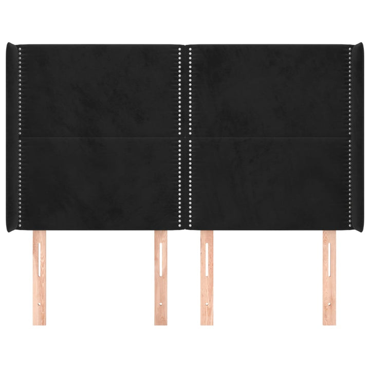 sengegavl med kanter 147x16x118/128 cm fløjl sort
