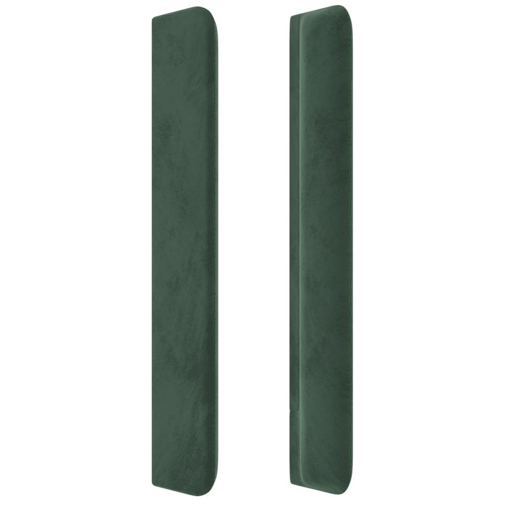 sengegavl med kanter 147x16x118/128 cm fløjl mørkegrøn