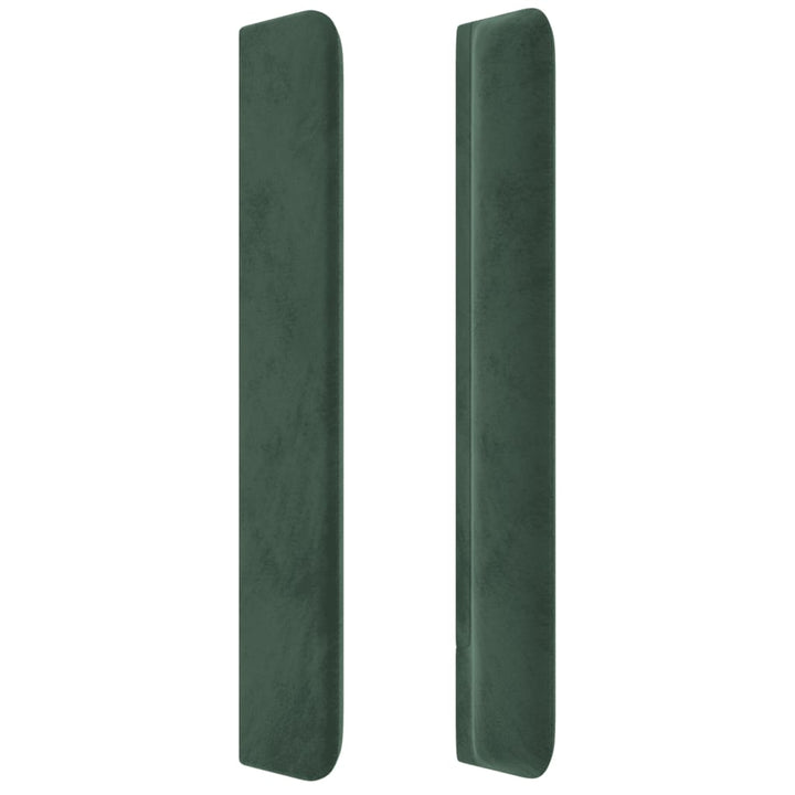 sengegavl med kanter 147x16x118/128 cm fløjl mørkegrøn