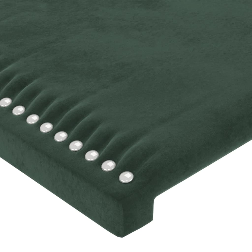 sengegavl med kanter 147x16x118/128 cm fløjl mørkegrøn