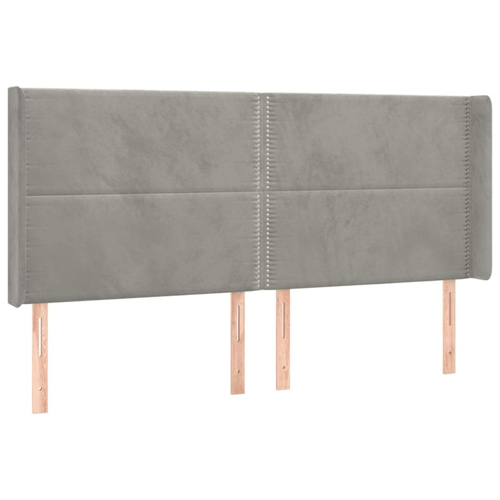 sengegavl med kanter 163x16x118/128 cm fløjl lysegrå