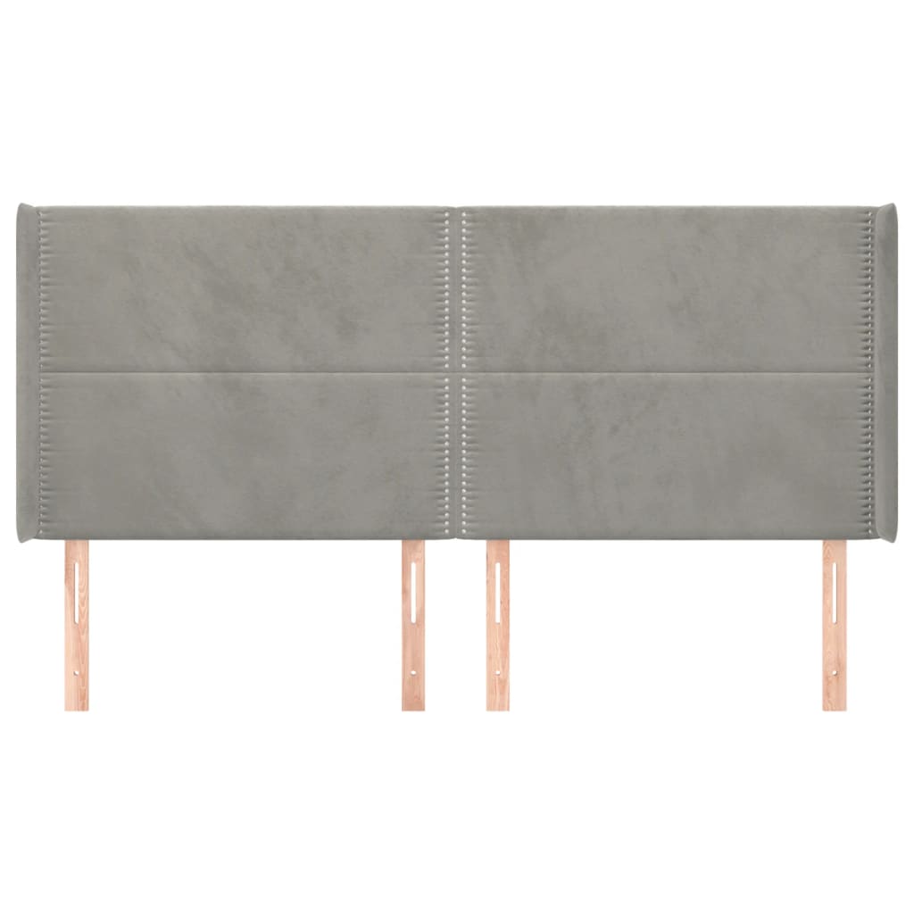 sengegavl med kanter 163x16x118/128 cm fløjl lysegrå