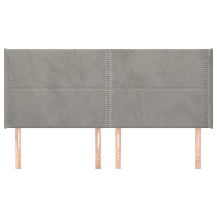 sengegavl med kanter 163x16x118/128 cm fløjl lysegrå