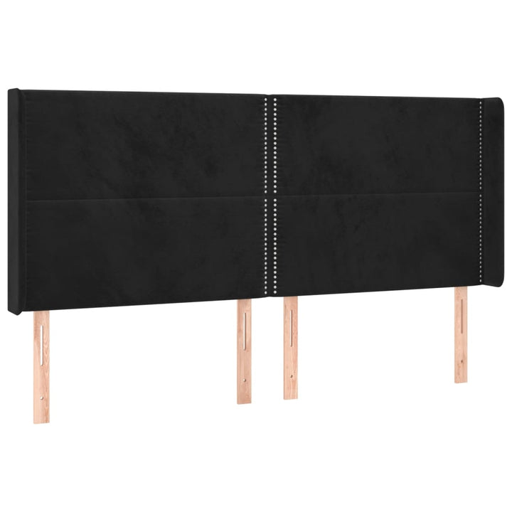 sengegavl med kanter 163x16x118/128 cm fløjl sort