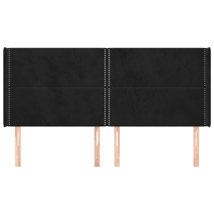 sengegavl med kanter 163x16x118/128 cm fløjl sort