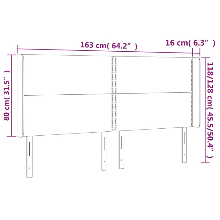 sengegavl med kanter 163x16x118/128 cm fløjl sort