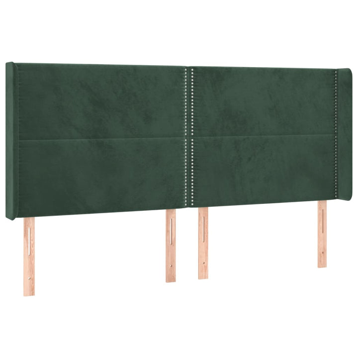 sengegavl med kanter 163x16x118/128 cm fløjl mørkegrøn