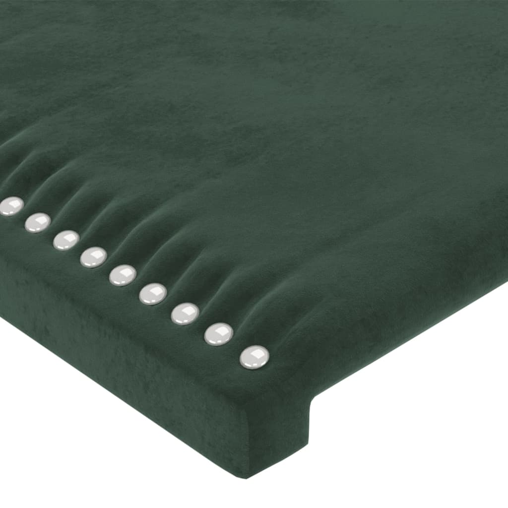 sengegavl med kanter 163x16x118/128 cm fløjl mørkegrøn