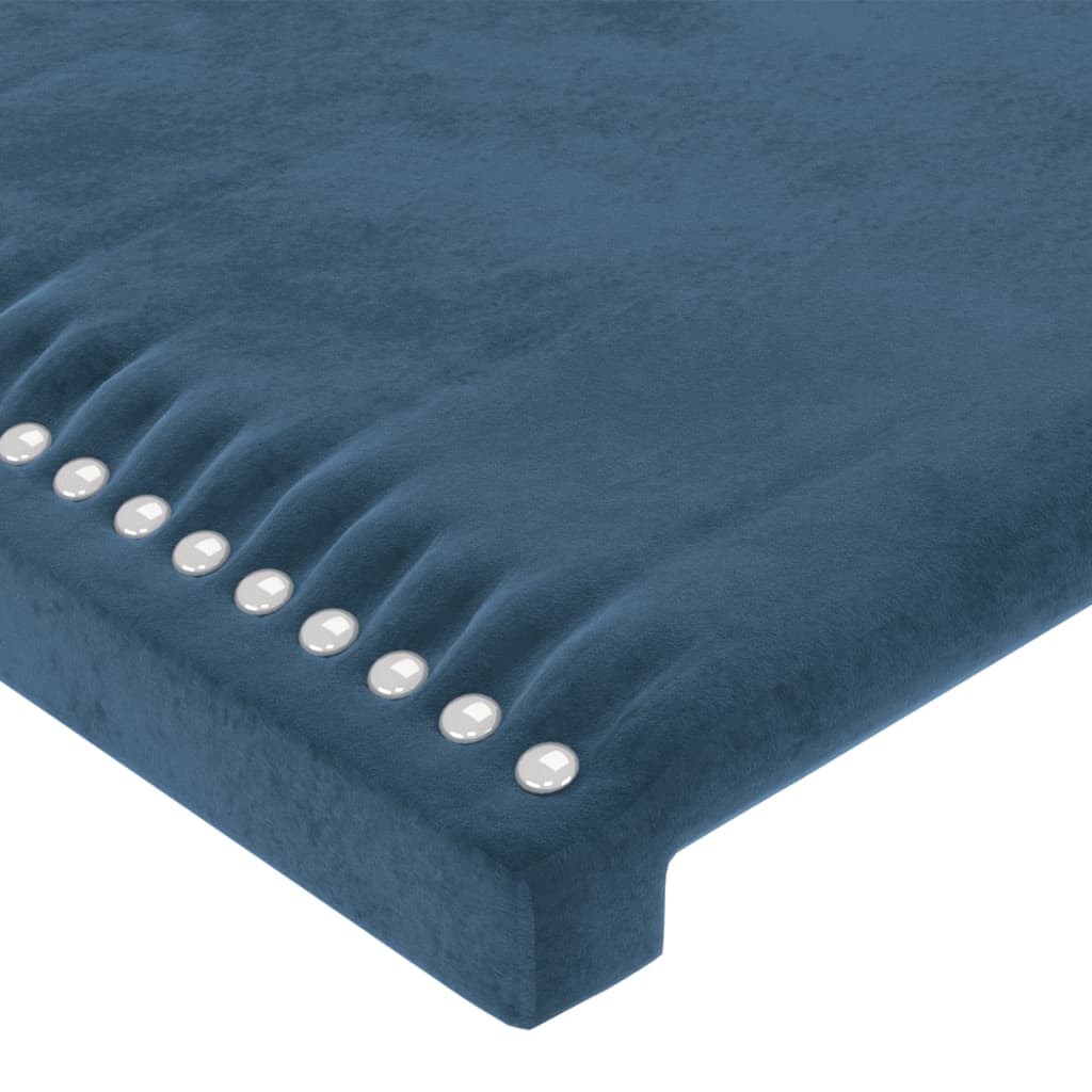 sengegavl med kanter 163x16x118/128 cm fløjl mørkeblå