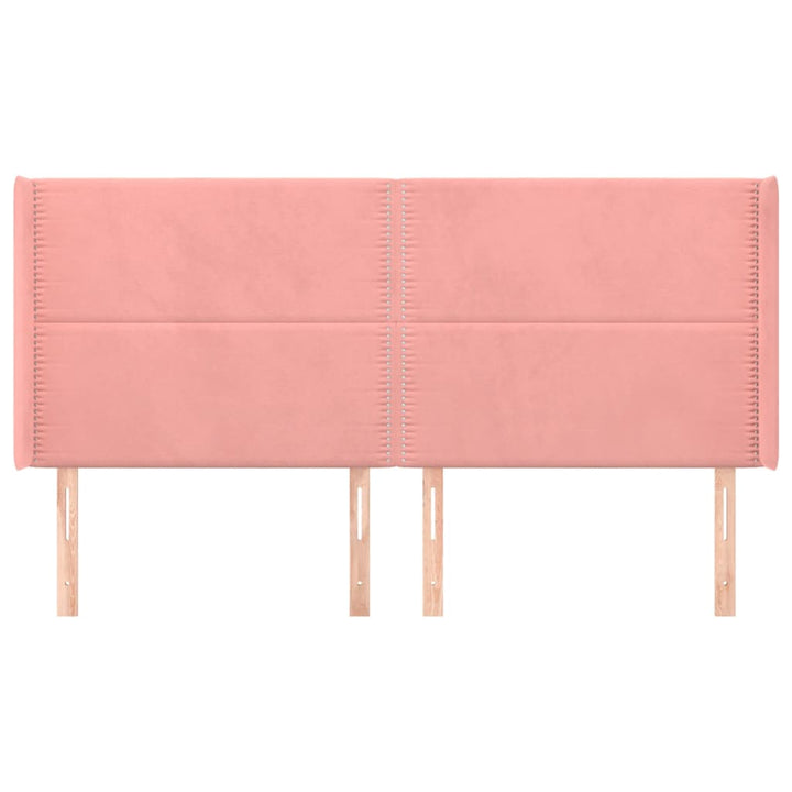 sengegavl med kanter 163x16x118/128 cm fløjl lyserød