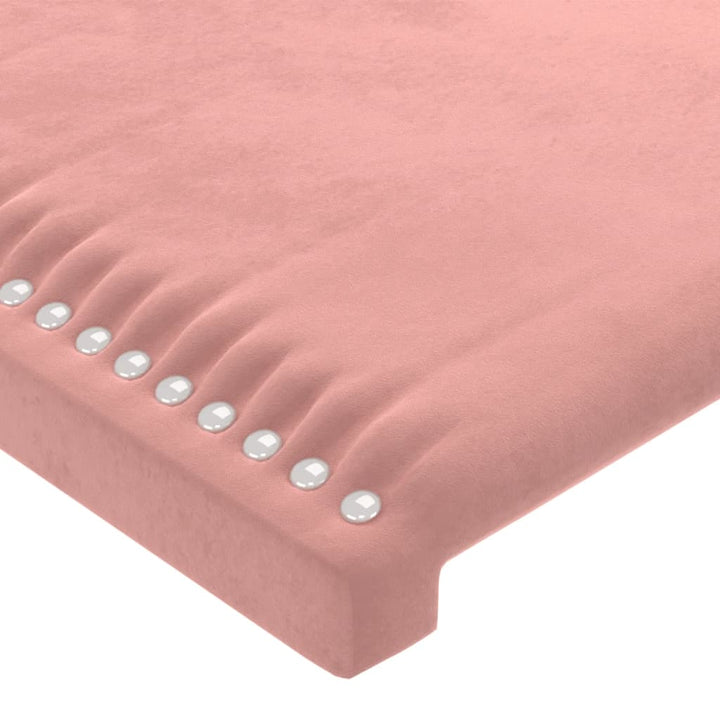 sengegavl med kanter 163x16x118/128 cm fløjl lyserød