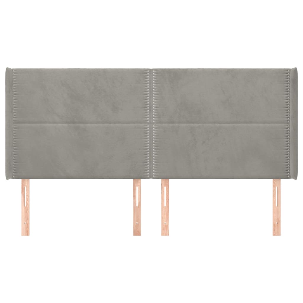 sengegavl med kanter 183x16x118/128 cm fløjl lysegrå