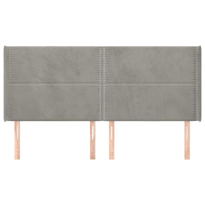 sengegavl med kanter 183x16x118/128 cm fløjl lysegrå
