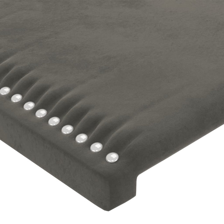 sengegavl med kanter 183x16x118/128 cm fløjl mørkegrå