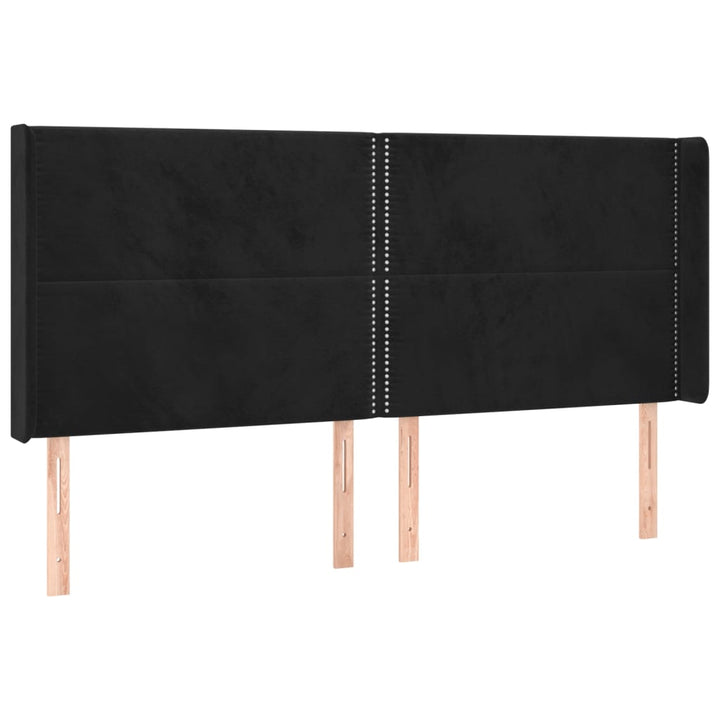sengegavl med kanter 183x16x118/128 cm fløjl sort