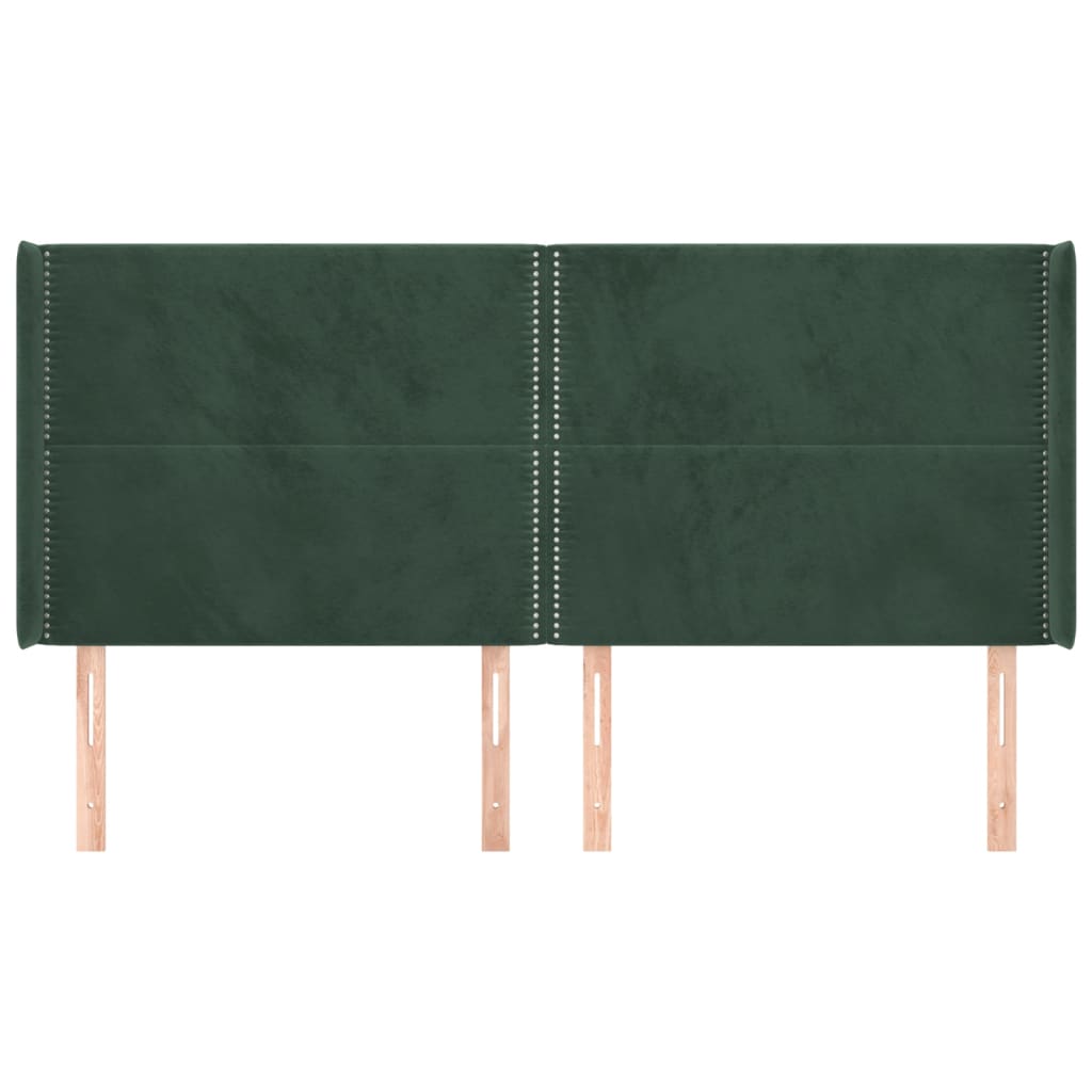 sengegavl med kanter 183x16x118/128 cm fløjl mørkegrøn