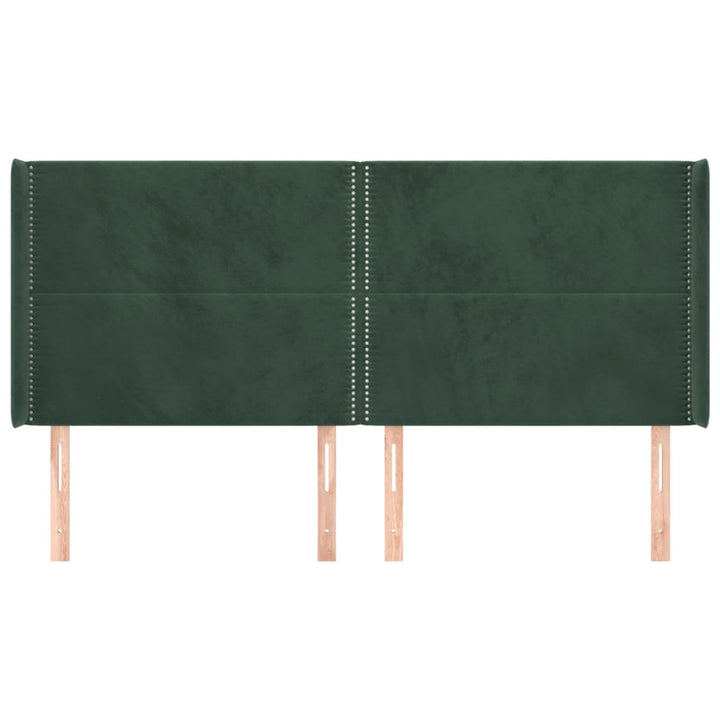 sengegavl med kanter 183x16x118/128 cm fløjl mørkegrøn