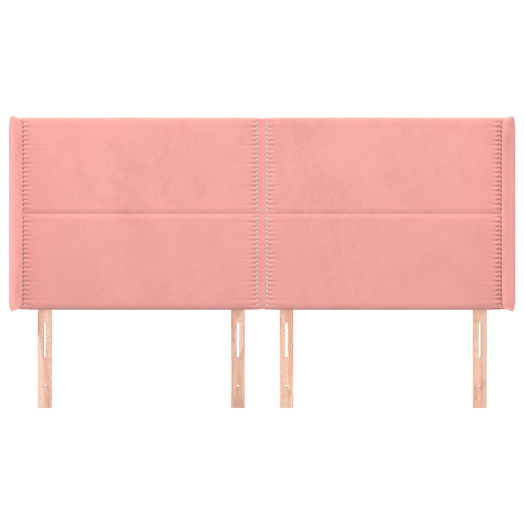 sengegavl med kanter 183x16x118/128 cm fløjl lyserød