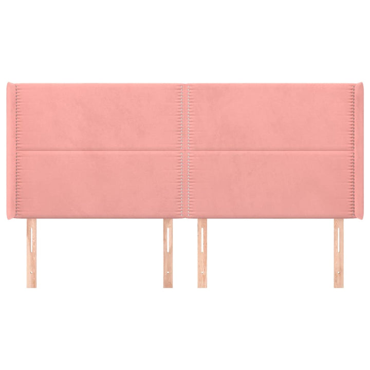 sengegavl med kanter 183x16x118/128 cm fløjl lyserød