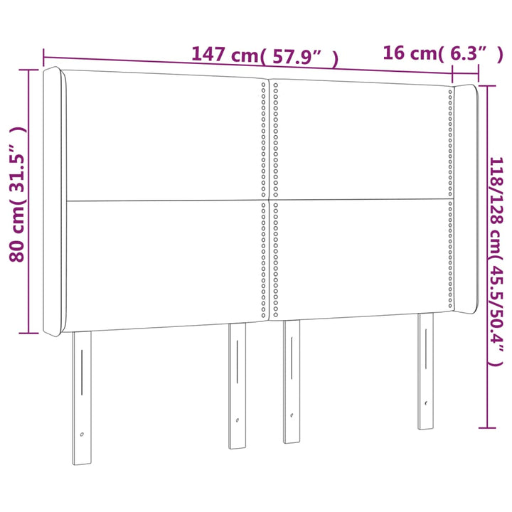 sengegavl med kanter 147x16x118/128 cm kunstlæder sort