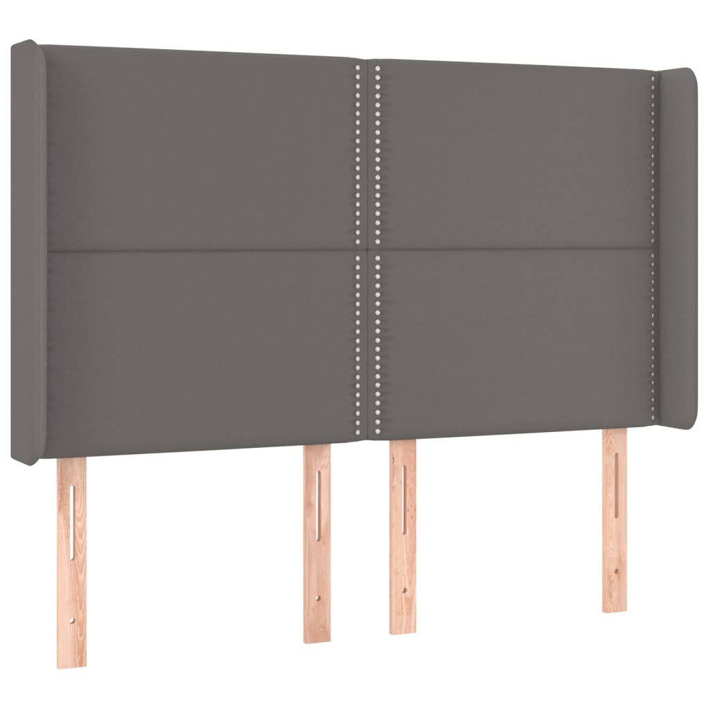 sengegavl med kanter 147x16x118/128 cm kunstlæder grå