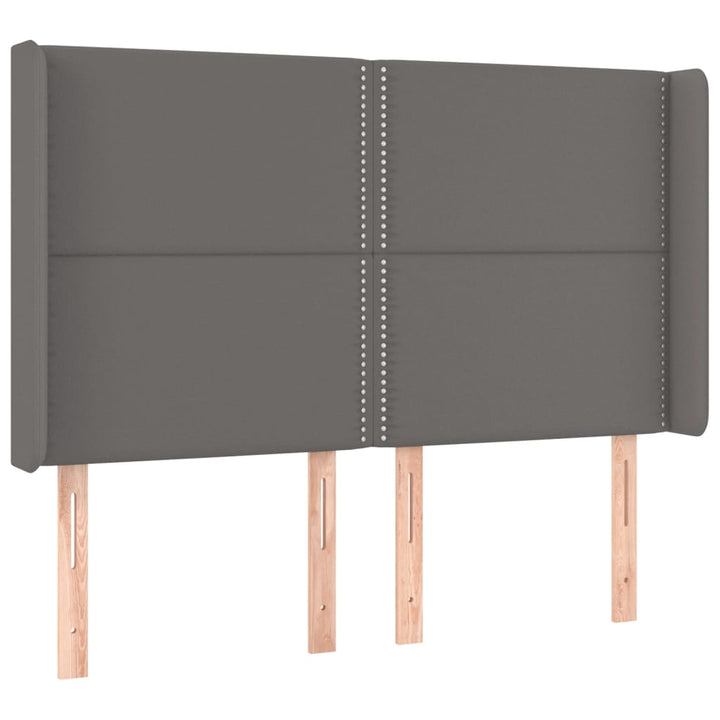 sengegavl med kanter 147x16x118/128 cm kunstlæder grå