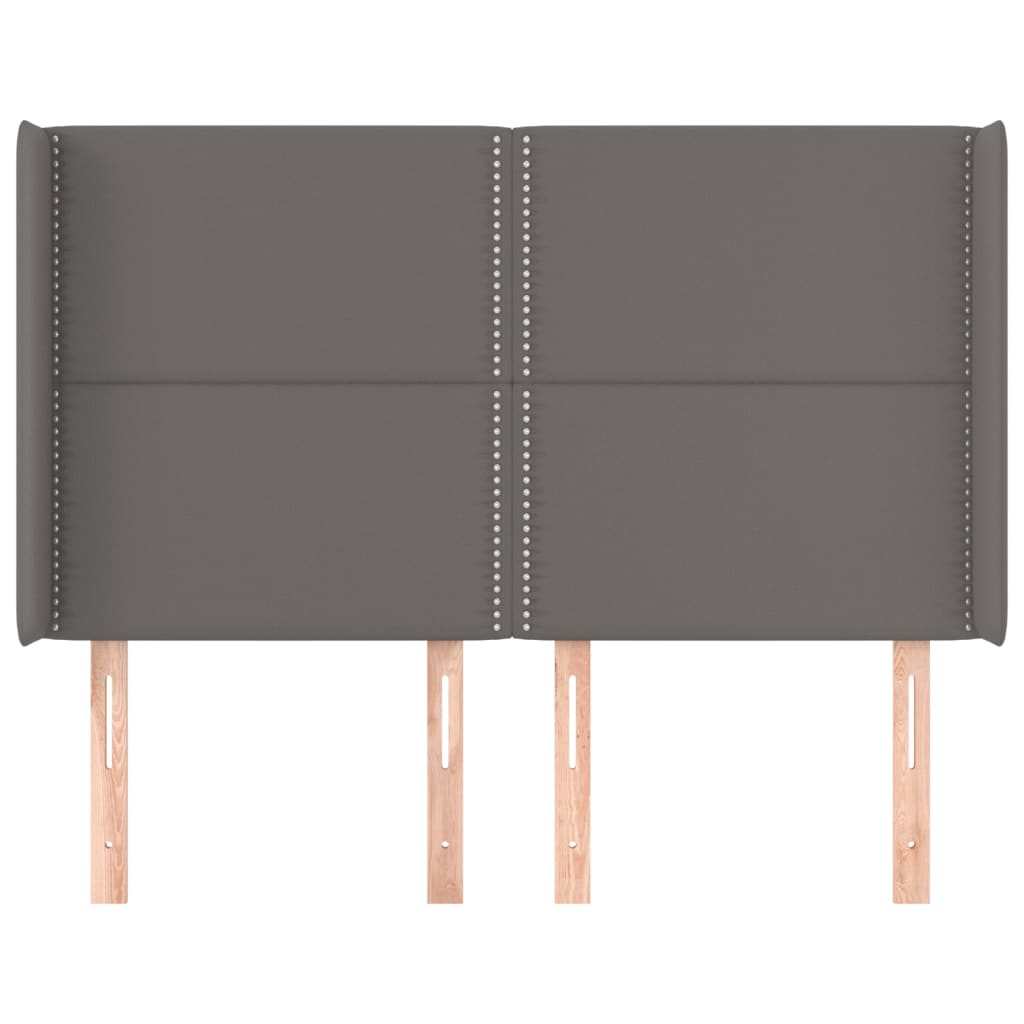 sengegavl med kanter 147x16x118/128 cm kunstlæder grå
