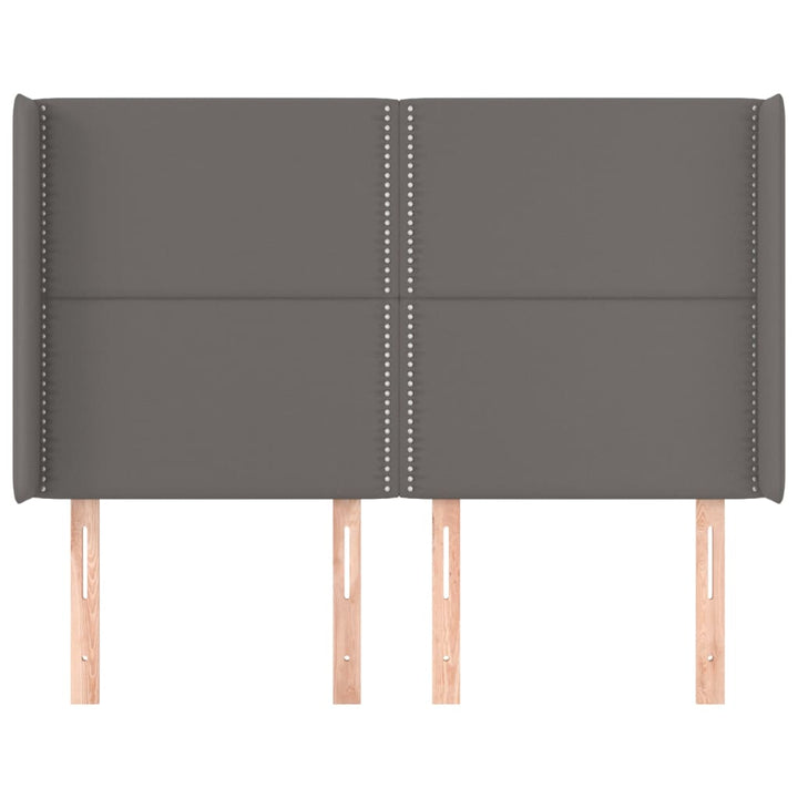 sengegavl med kanter 147x16x118/128 cm kunstlæder grå