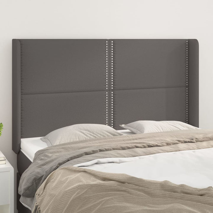 sengegavl med kanter 147x16x118/128 cm kunstlæder grå
