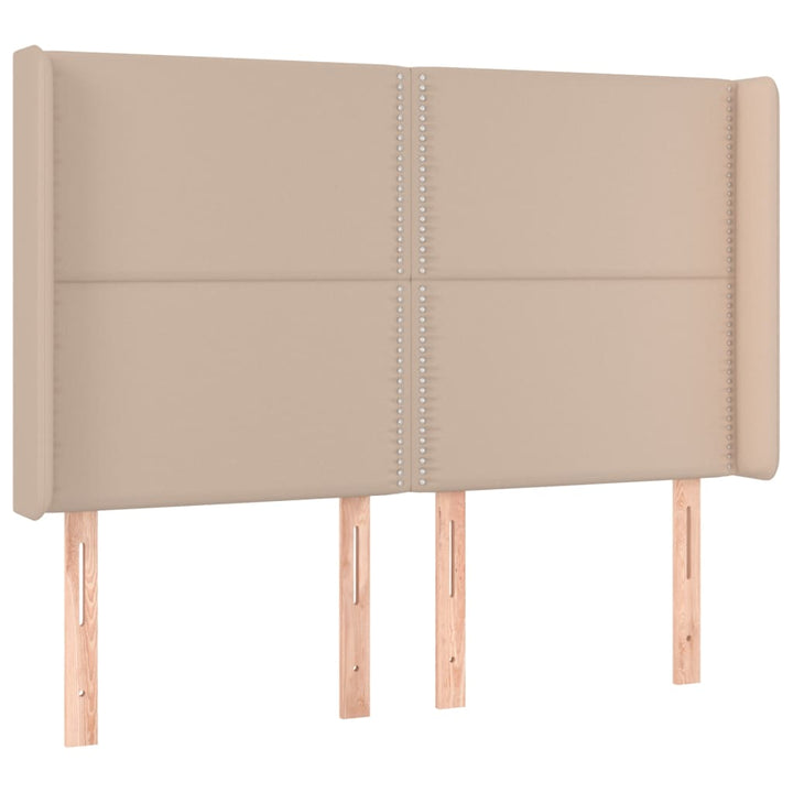 sengegavl med kanter 147x16x118/128 cm kunstlæder cappuccino