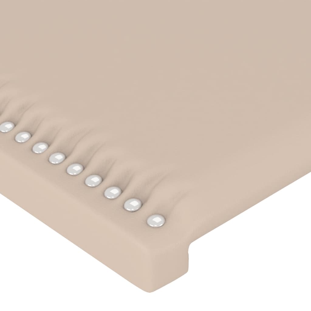sengegavl med kanter 147x16x118/128 cm kunstlæder cappuccino