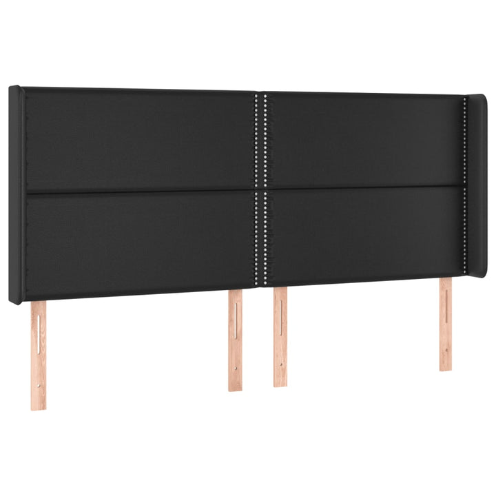 sengegavl med kanter 163x16x118/128 cm kunstlæder sort