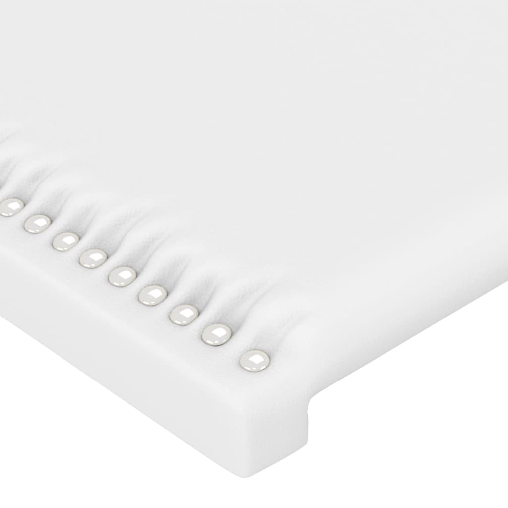 sengegavl med kanter 163x16x118/128 cm kunstlæder hvid