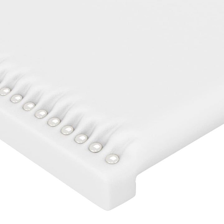 sengegavl med kanter 163x16x118/128 cm kunstlæder hvid