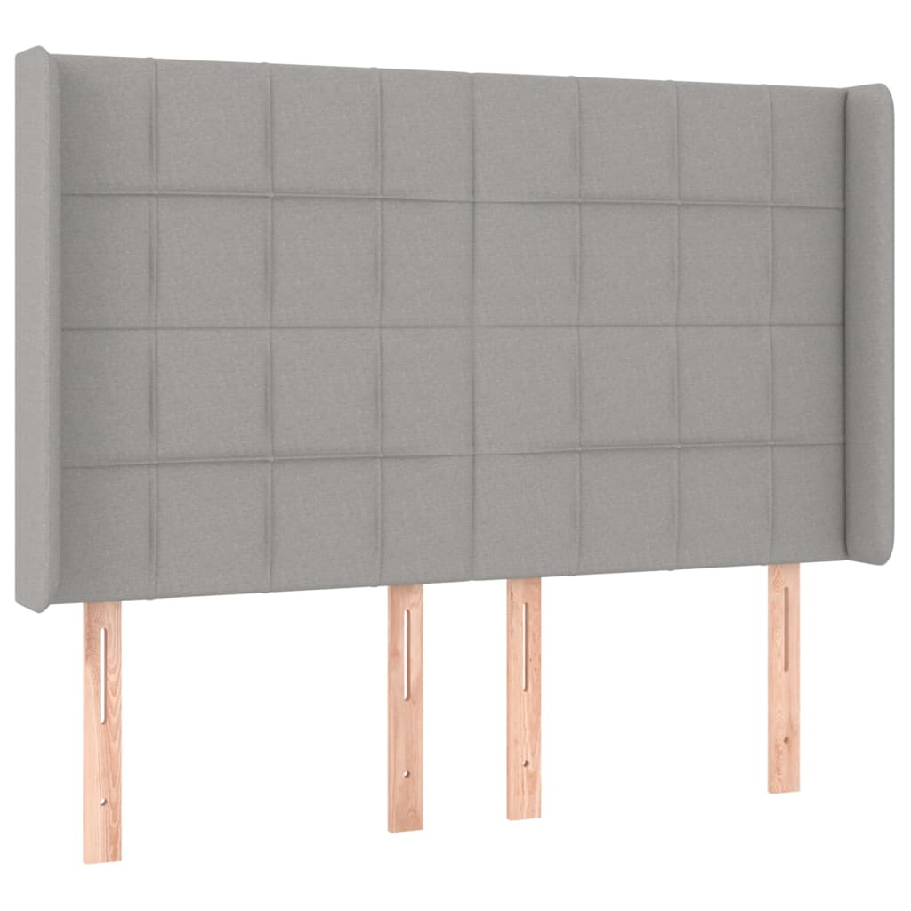 sengegavl med kanter 147x16x118/128 cm stof lysegrå
