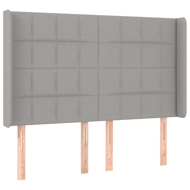 sengegavl med kanter 147x16x118/128 cm stof lysegrå