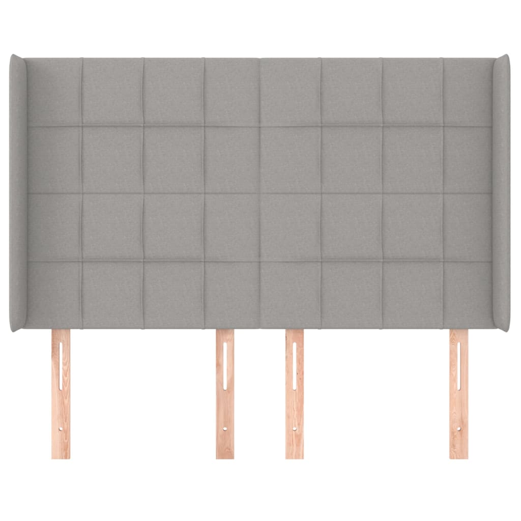 sengegavl med kanter 147x16x118/128 cm stof lysegrå