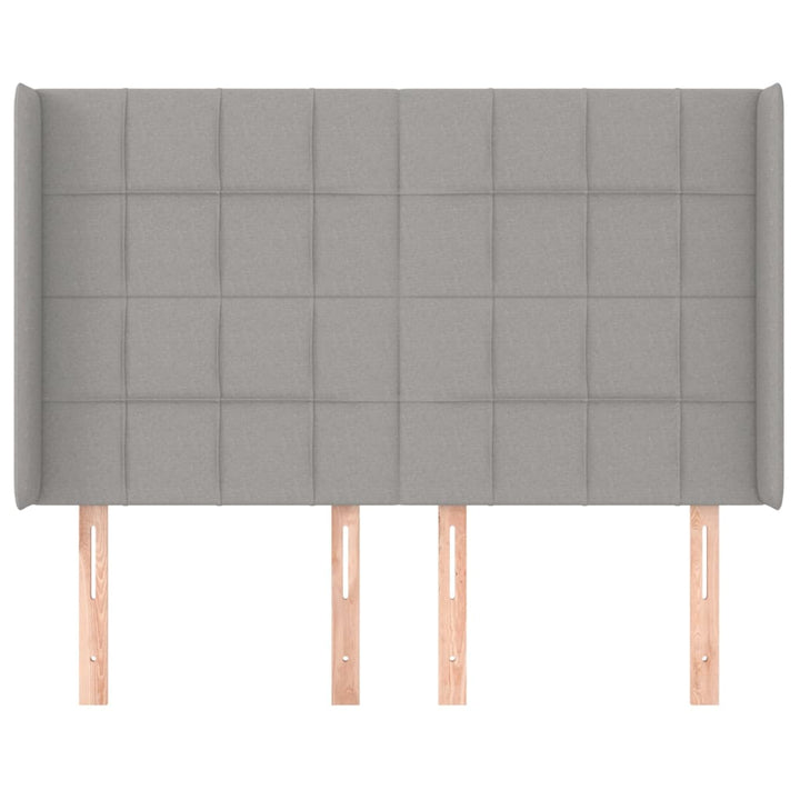 sengegavl med kanter 147x16x118/128 cm stof lysegrå