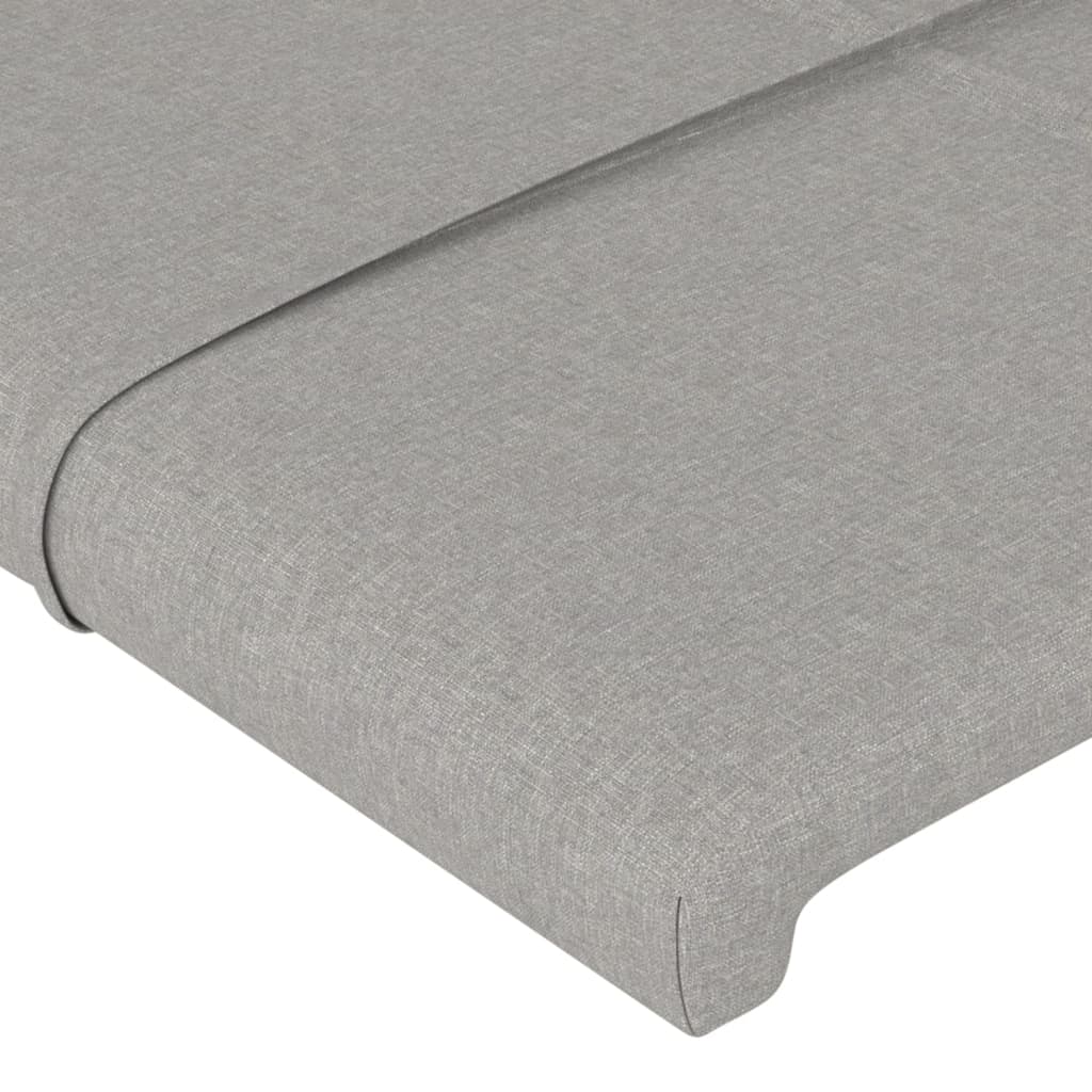 sengegavl med kanter 147x16x118/128 cm stof lysegrå