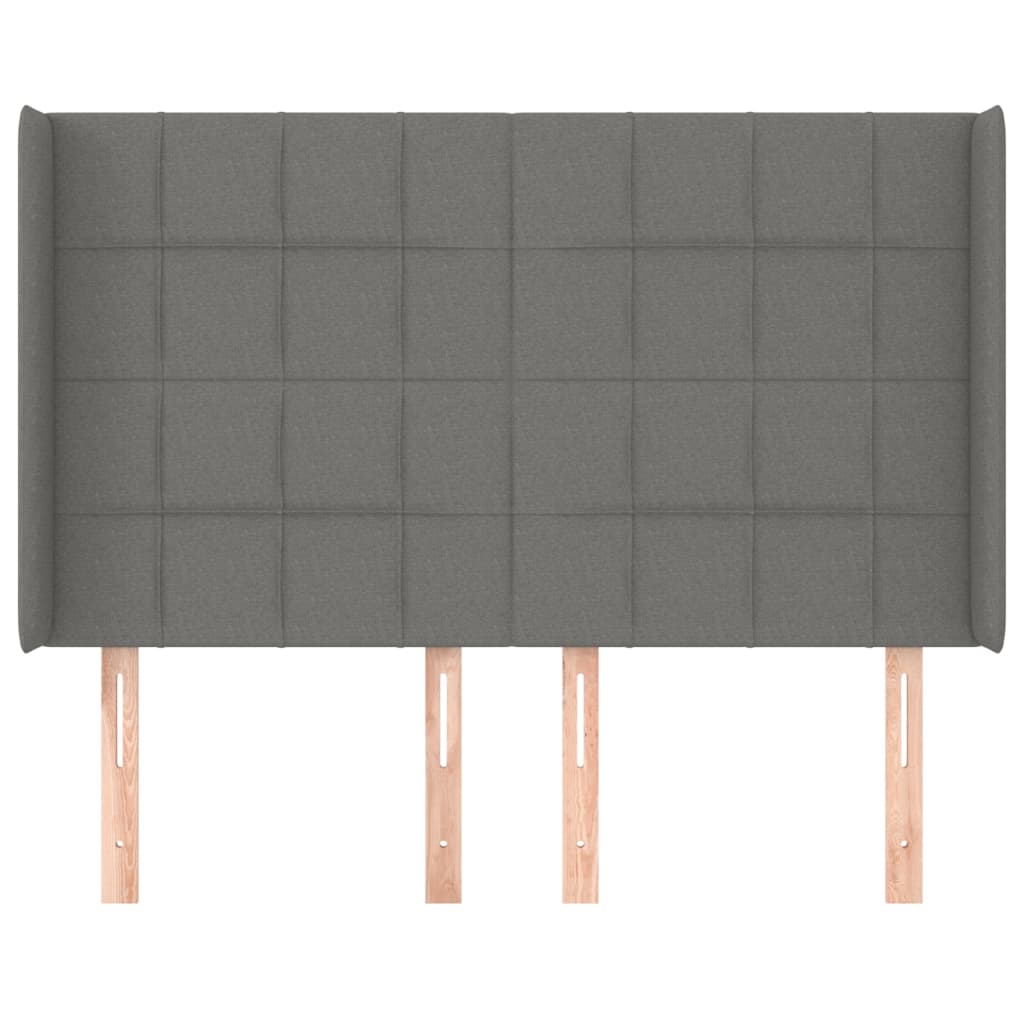 sengegavl med kanter 147x16x118/128 cm stof mørkegrå